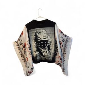Marilyn Monroe Black and White Graphic Bandana Print Up Cycled Tee